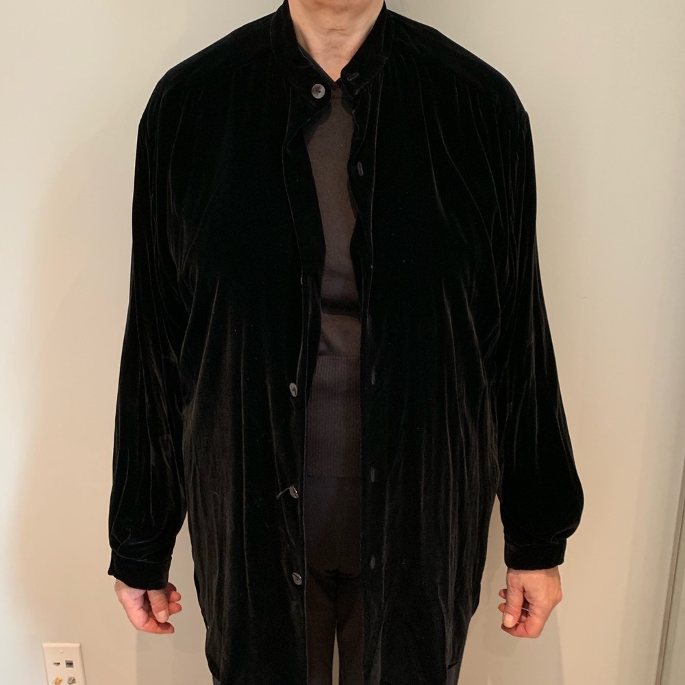 Gabrielle Carlson black velvet silk jacket